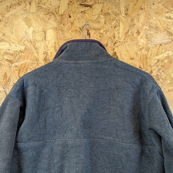 Patagonia Grey Purple Synchilla Snap-T Fleece Pocket Pullover Y2K Men's Medium - Picture 7 of 7